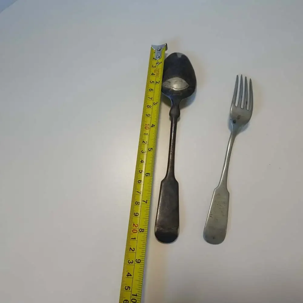 Antique R engraved Fork with spoon Set Silver